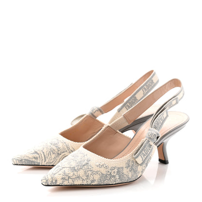 Christian Dior Cotton Ribbon Toile De Jouy J'Adior Slingback 65mm Pumps 37.5 Grey Stone 3 of 10