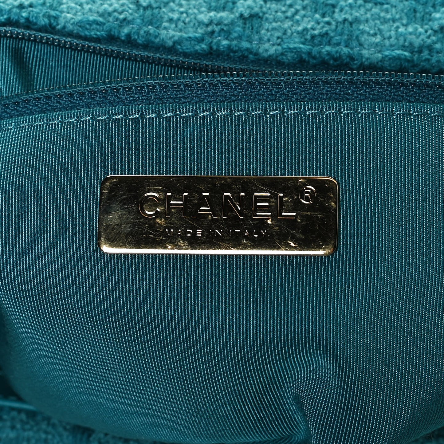 Tweed Quilted Medium Chanel 19 Flap Turquoise