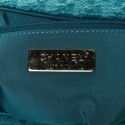 Chanel Tweed Quilted Medium Chanel 19 Flap Turquoise 6 of 12