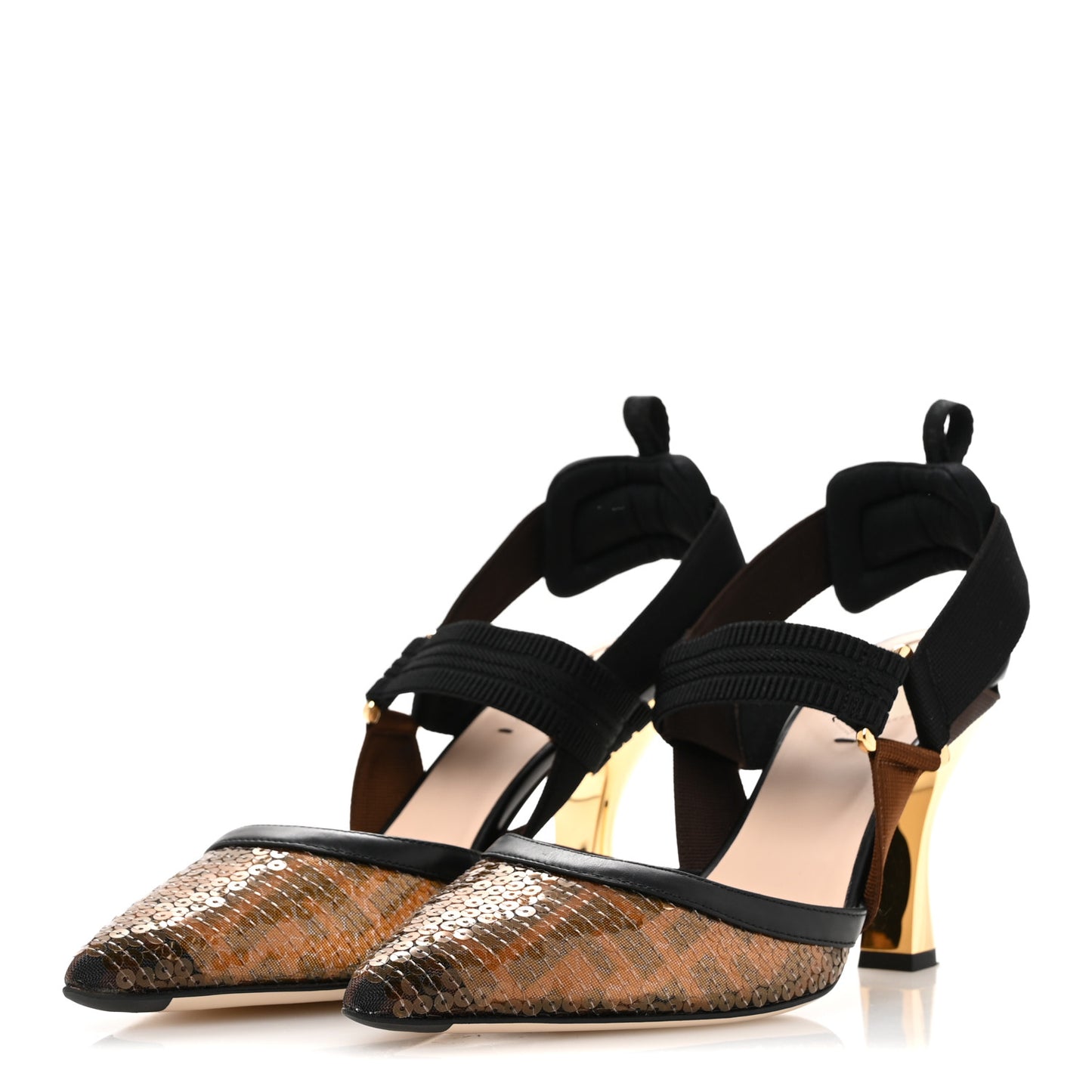 Sequin Paillettes FF Colibri 85mm Slingback Pumps 39.5 Black Ambra