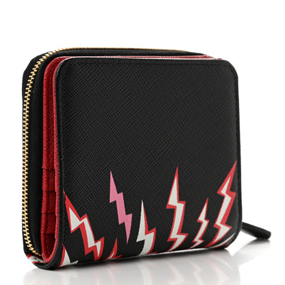 Prada X UNIVERSAL STUDIOS Saffiano Thunder Frankenstein Compact Zip Around Wallet Lacca 3 of 8