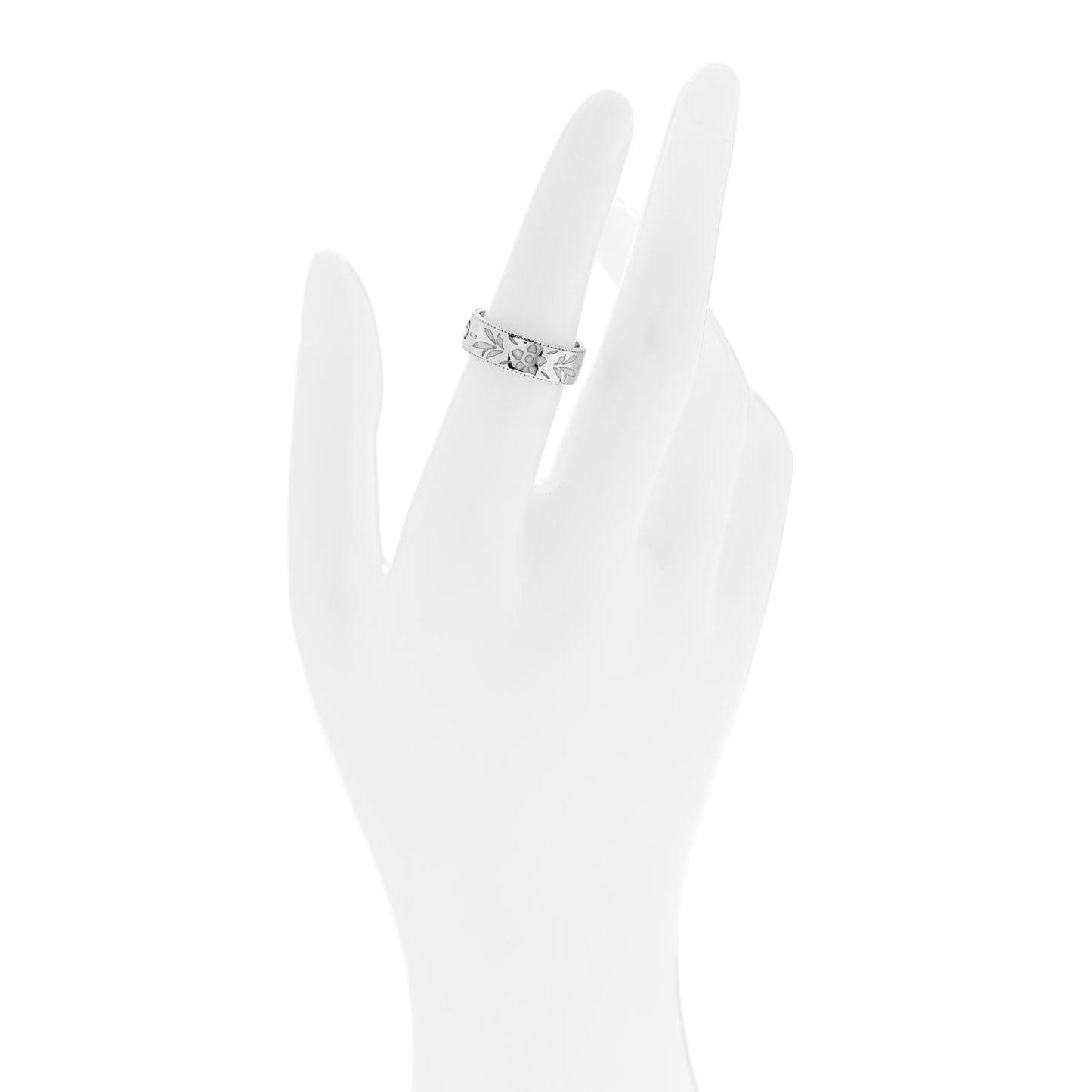18K White Gold Enamel Icon Blooms Ring 51 5.75