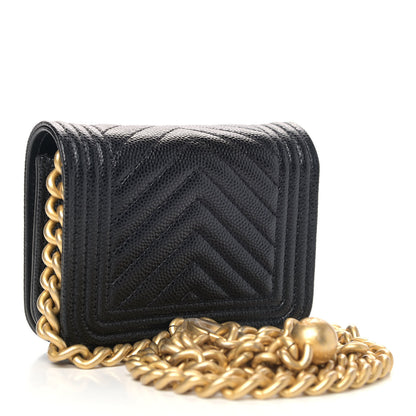 Chanel Caviar Chevron Quilted Boy Flap Waist Belt Bag Black 2 of 5