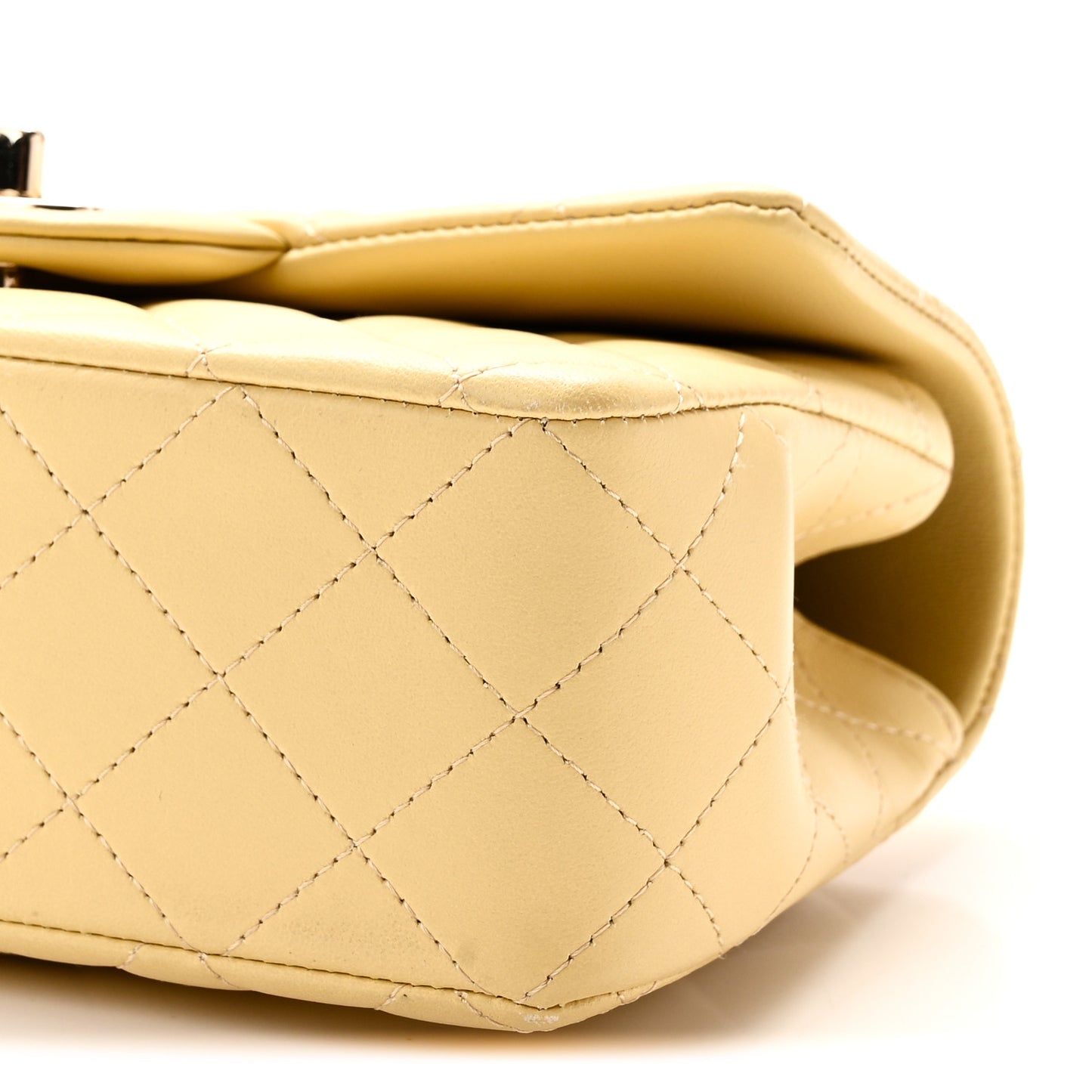 Lambskin Quilted Mini Top Handle Rectangular Flap Yellow