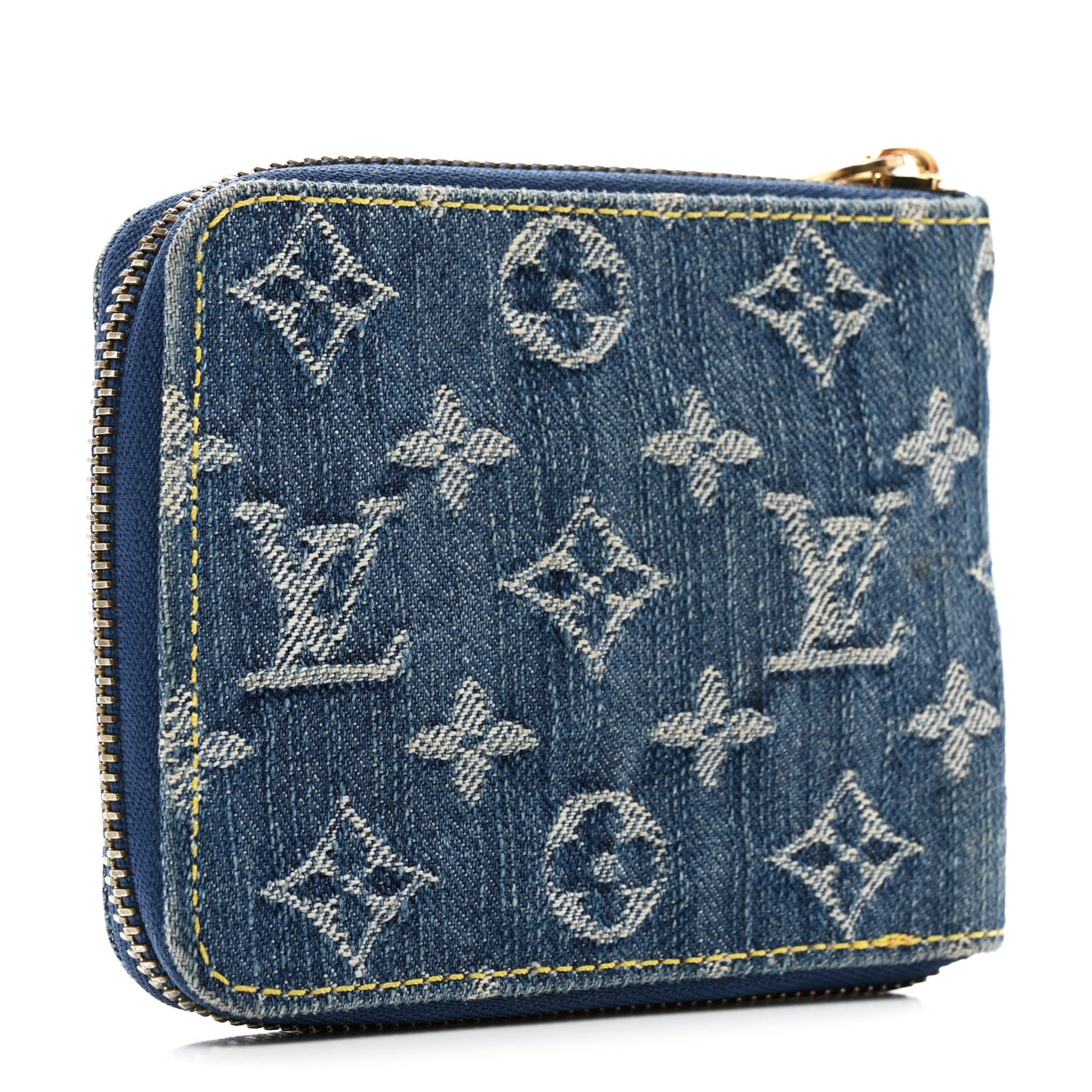 Denim Zip Compact Wallet Blue