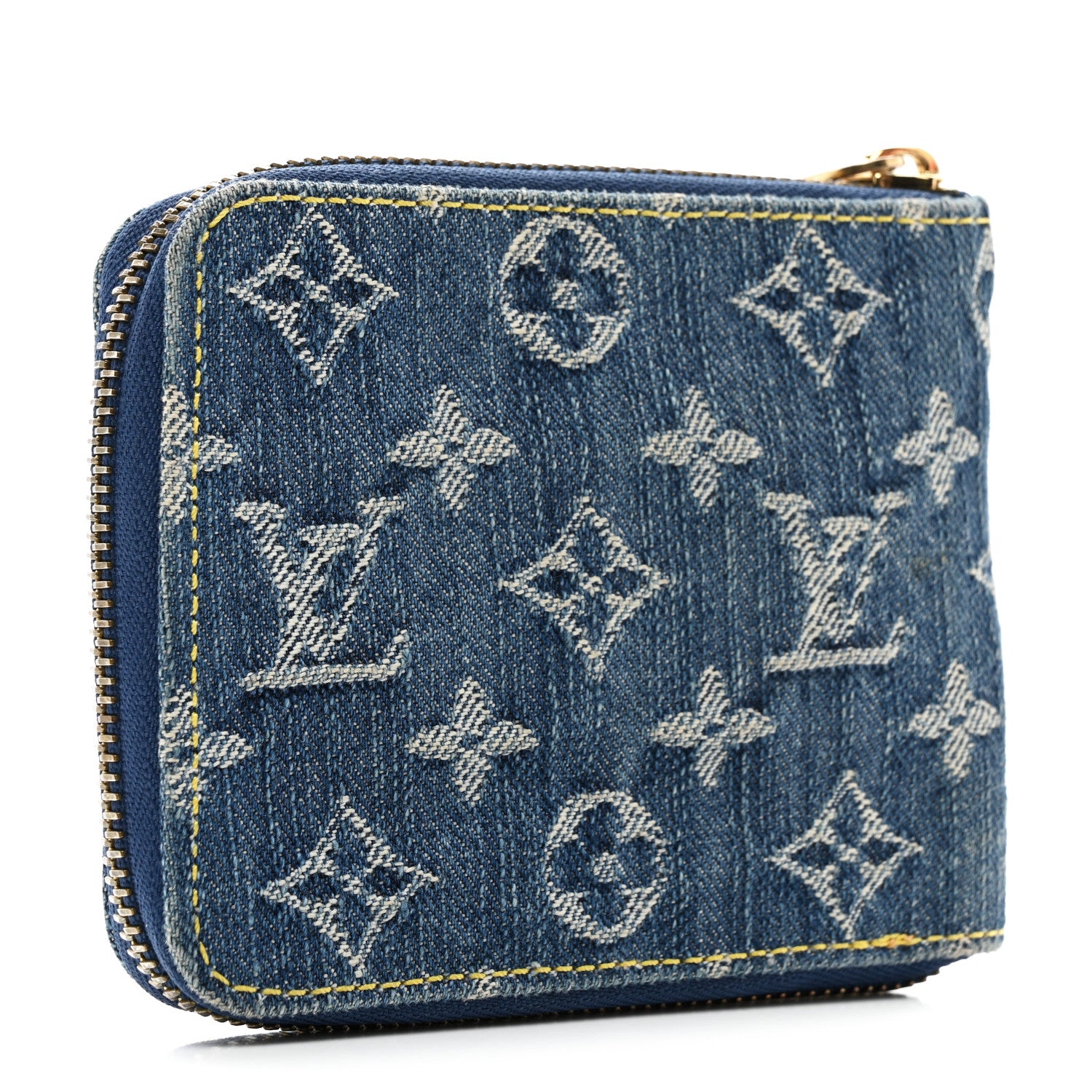 Louis Vuitton Denim Zip Compact Wallet Blue 3 of 10