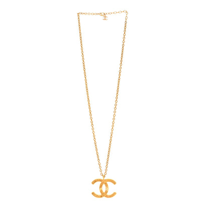 Chanel Metal Textured CC Chain Pendant Necklace Gold 3 of 4