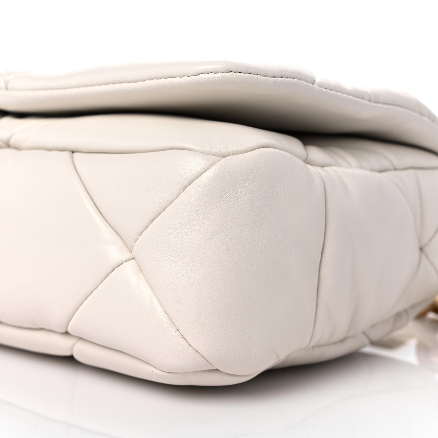 Nappa Metal Quilted Small Patchwork System Flap Bag White