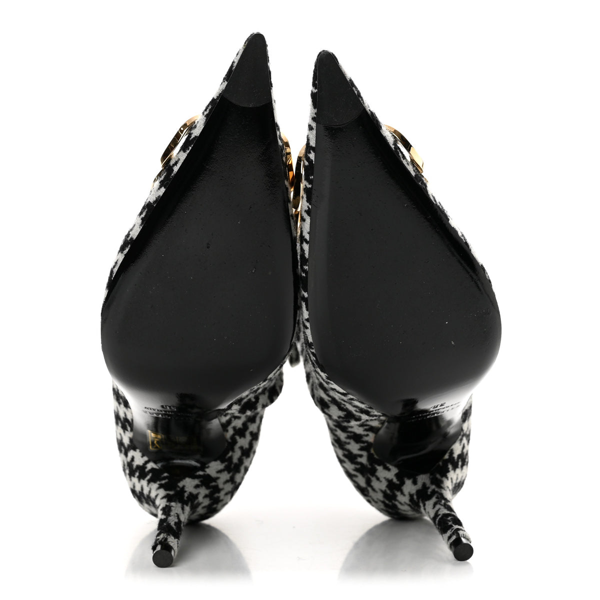 Balenciaga Wool Houndstooth BB Pointy Toe Ankle Booties 38 Black Ivory 6 of 10