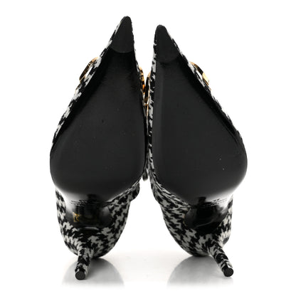Balenciaga Wool Houndstooth BB Pointy Toe Ankle Booties 38 Black Ivory 6 of 10