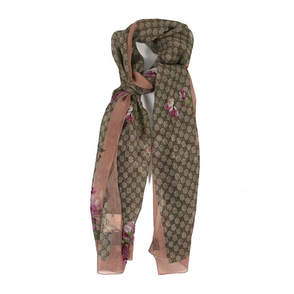 Gucci Silk Monogram Blooms Print Scarf Mauve 1 of 4