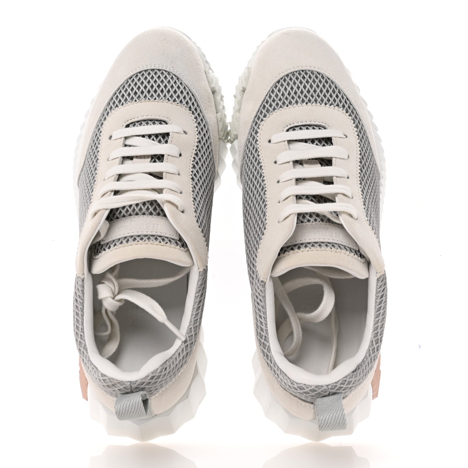 Hermes Air Mesh Suede Goatskin Bouncing Sneakers 38 Gris Lulea White 2 of 10
