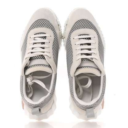 Hermes Air Mesh Suede Goatskin Bouncing Sneakers 38 Gris Lulea White 2 of 10