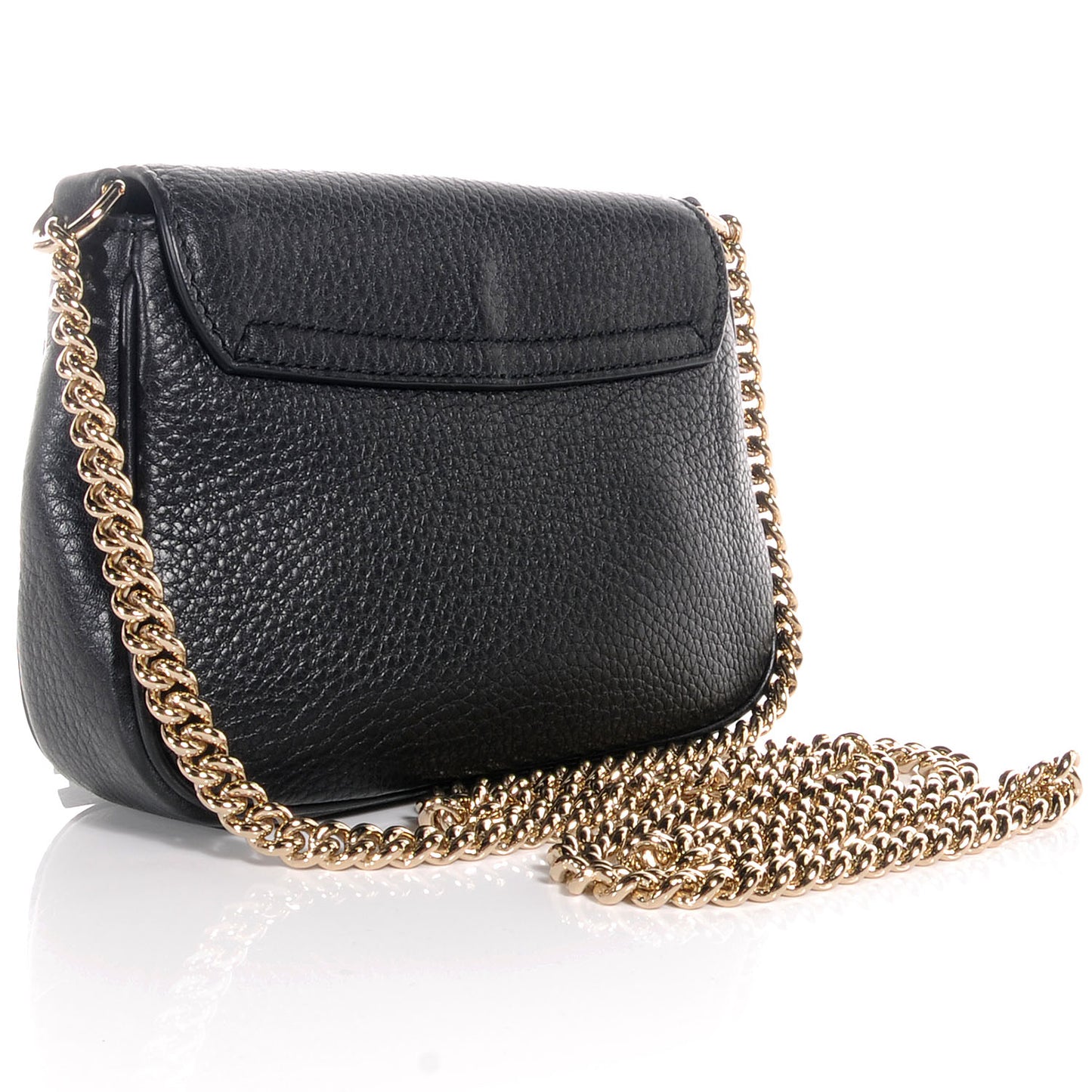 Pebbled Calfskin Small Soho Flap Crossbody Black