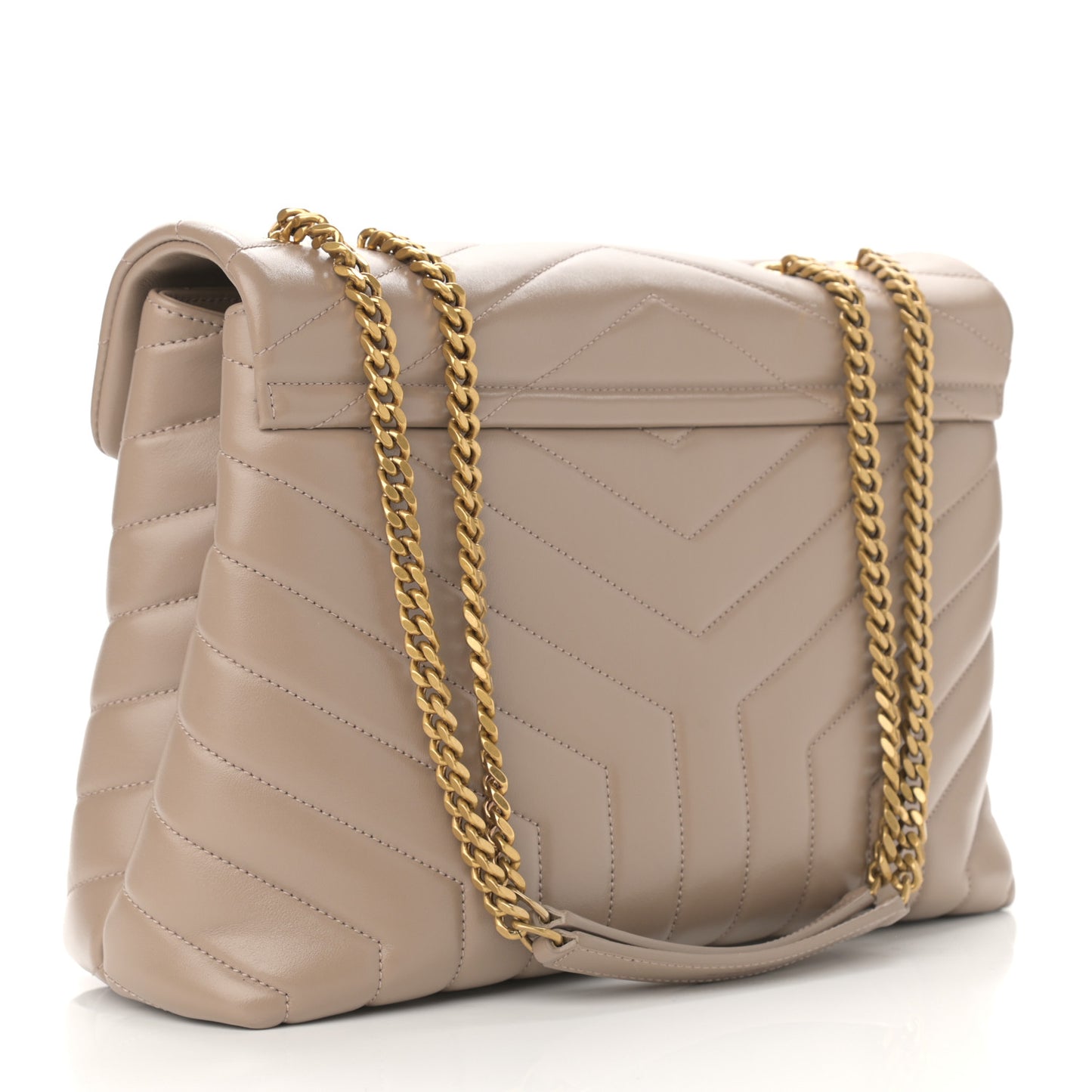Calfskin Y Quilted Monogram Medium Loulou Chain Satchel Dark Beige
