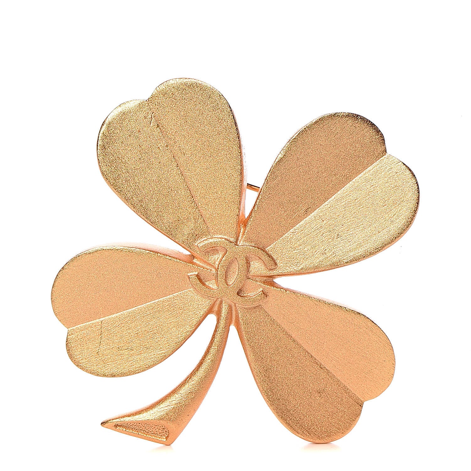 Chanel CC Clover Brooch Gold 1 of 5