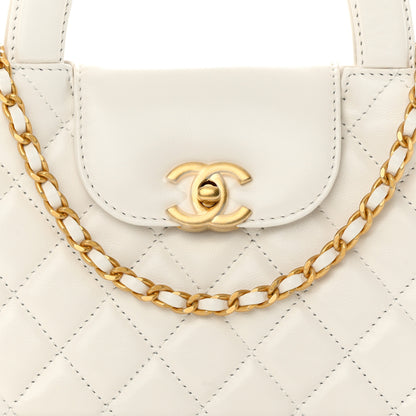 Chanel Shiny Aged Calfskin Quilted Nano Kelly Shopper White 8 of 13