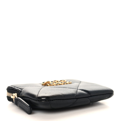 Chanel Lambskin Quilted Chanel 19 Zip Card Holder Wallet Black 4 of 8