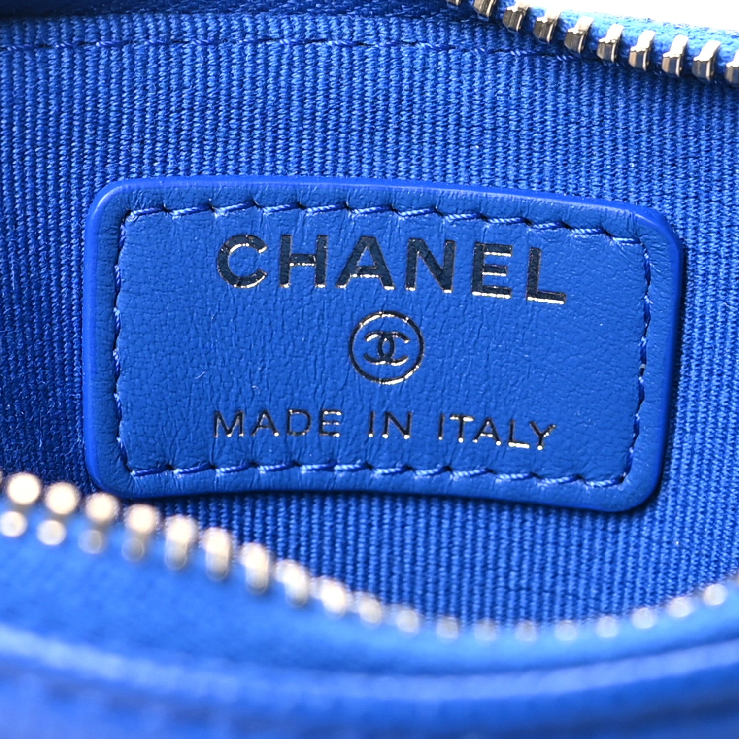 Chanel Caviar Quilted Zip Card Holder Wallet Blue 6 of 10
