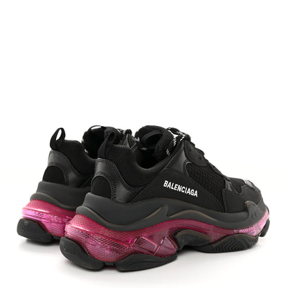 Balenciaga Fabric Mesh Clear Sole Womens Triple S Sneakers 39 Black Pink Neon 4 of 16
