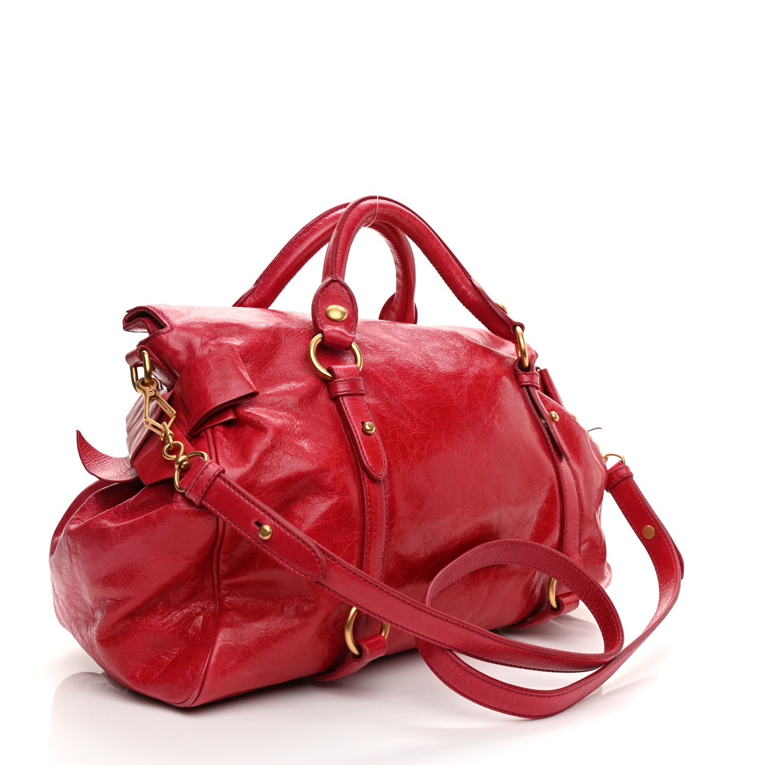 Miu Miu Vitello Lux Satchel Bag Red 3 of 10