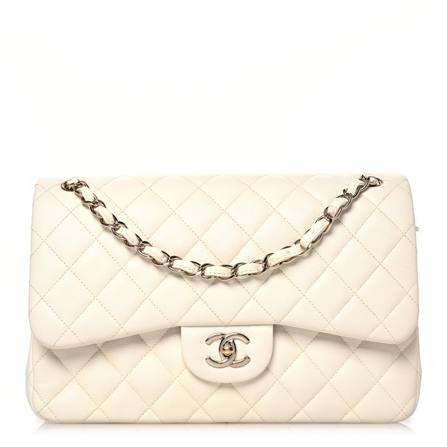 Chanel Caviar Quilted Jumbo Double Flap White 1 of 22