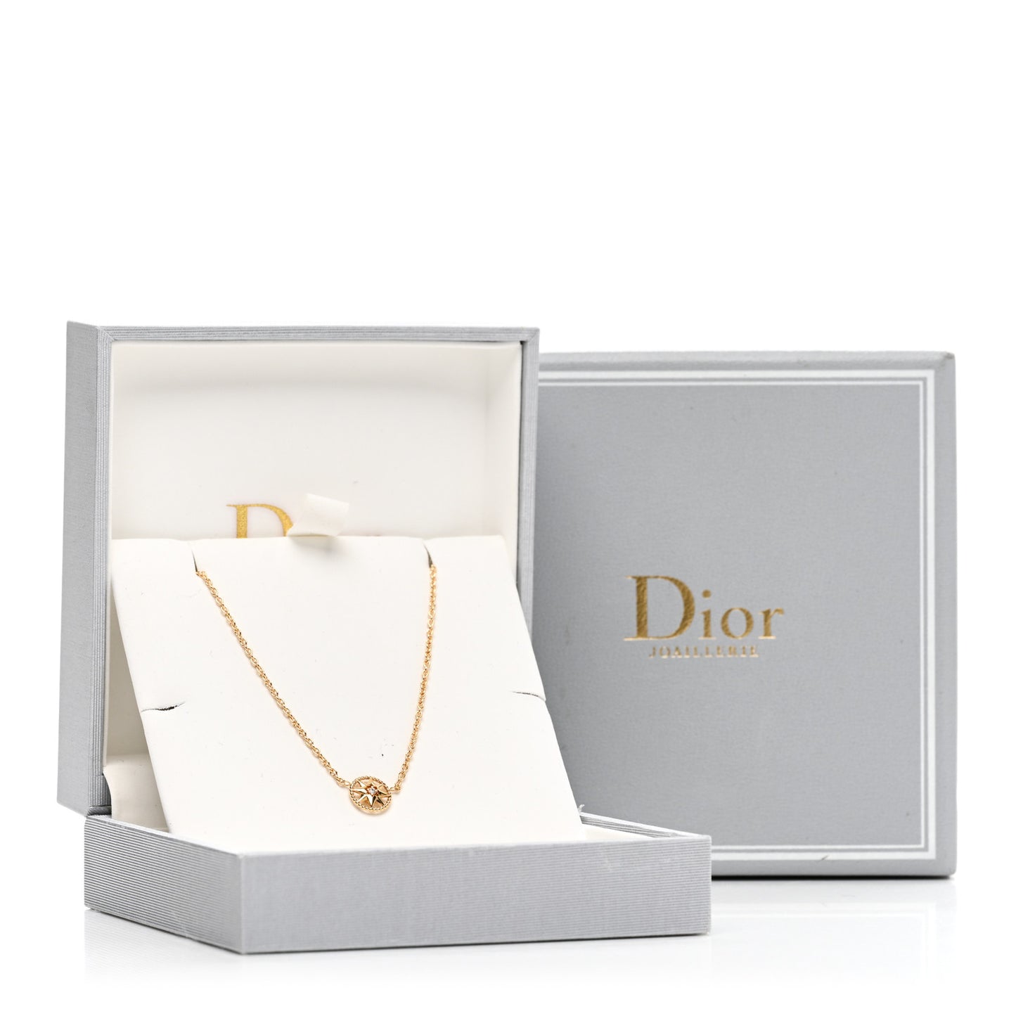 18K Yellow Gold Diamond Mini Rose Des Vents Necklace