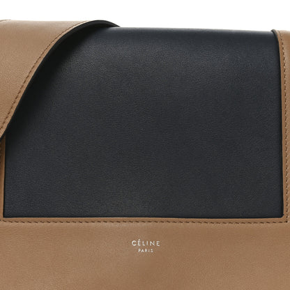 Celine Shiny Smooth Calfskin Medium Frame Shoulder Bag Tan Navy 8 of 10