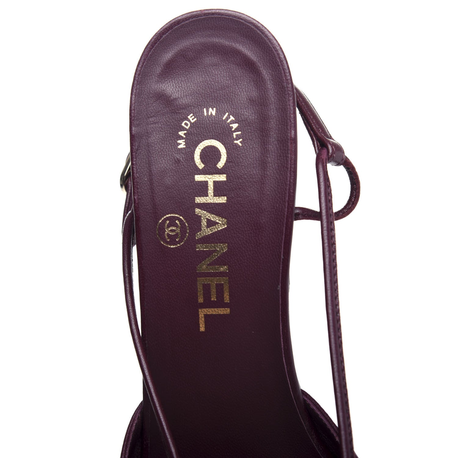 Chanel Lambskin Satin Slingback Cap Toe Bow Pumps 37 Burgundy Black 8 of 10
