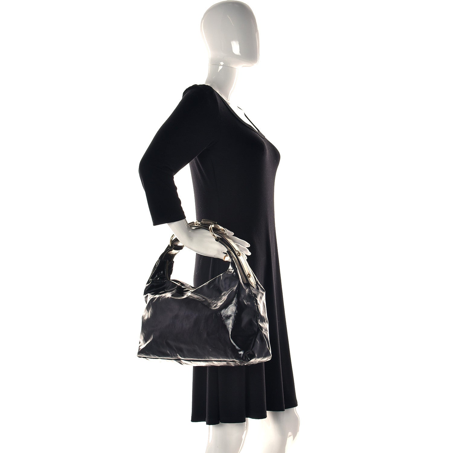 Gucci Dialux Medium Horsebit Chain Hobo Black 2 of 13