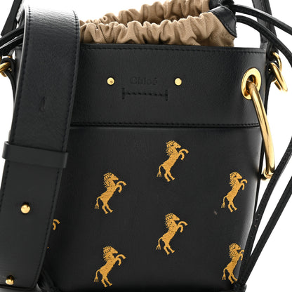 Chloe Smooth Calfskin Little Horses Embroidered Mini Roy Bucket Bag Full Blue 8 of 13