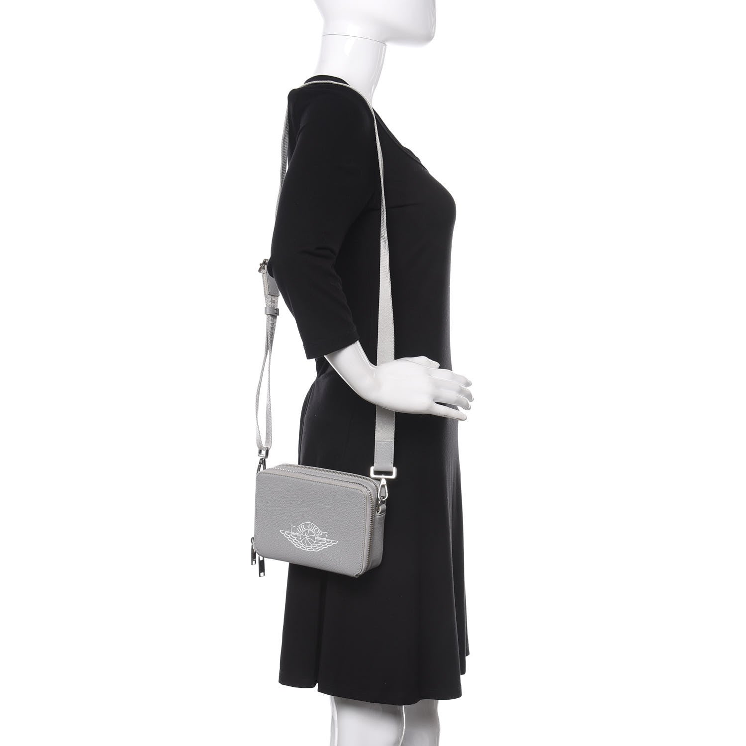 Christian Dior X AIR JORDAN Grained Calfskin Crossbody Grey 2 of 12