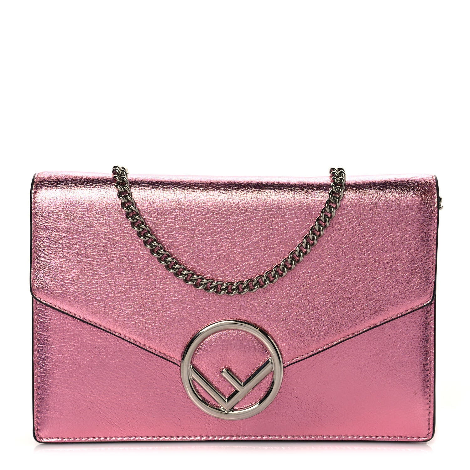 Fendi Vitello Catalan Mirror F is Fendi Medium Envelope Wallet on Chain Fuxia Chiaro 1 of 12