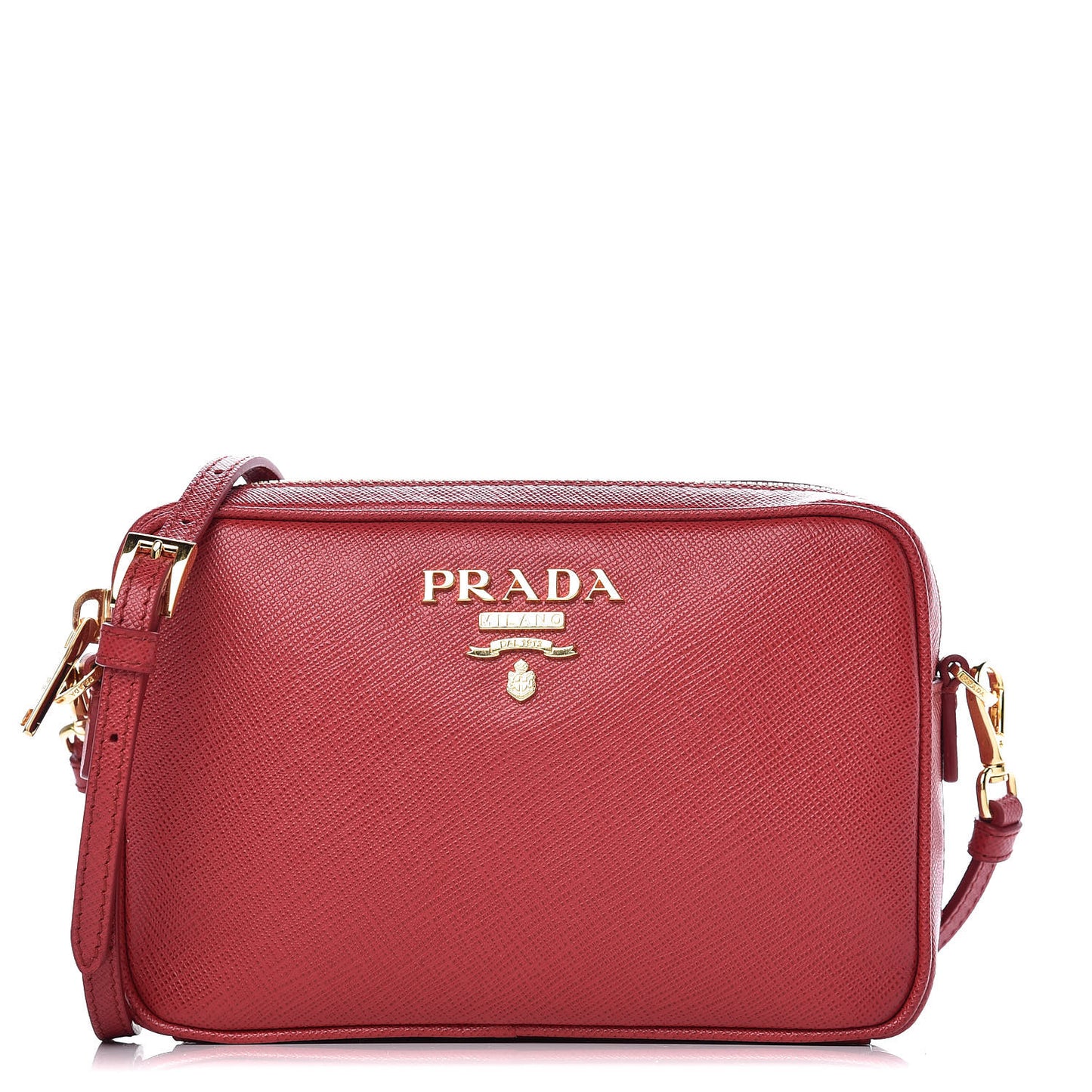 Saffiano Mini Camera Crossbody Bag Rosso