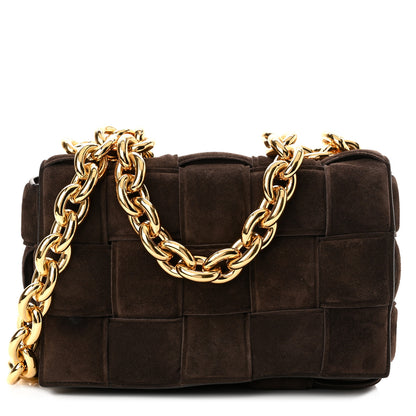 Bottega Veneta Suede Maxi Intrecciato Padded Chain Cassette Crossbody Bag Fondant 1 of 9