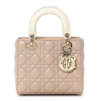 Christian Dior Lambskin Cannage Small Bi-Color Lady Dior Hazelnut White 1 of 10