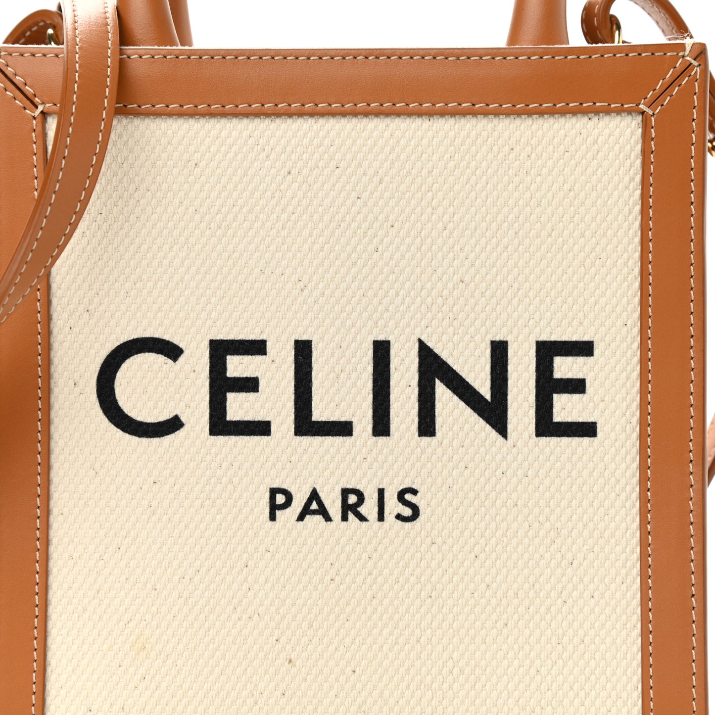Canvas Calfskin Mini Vertical Cabas Natural Tan