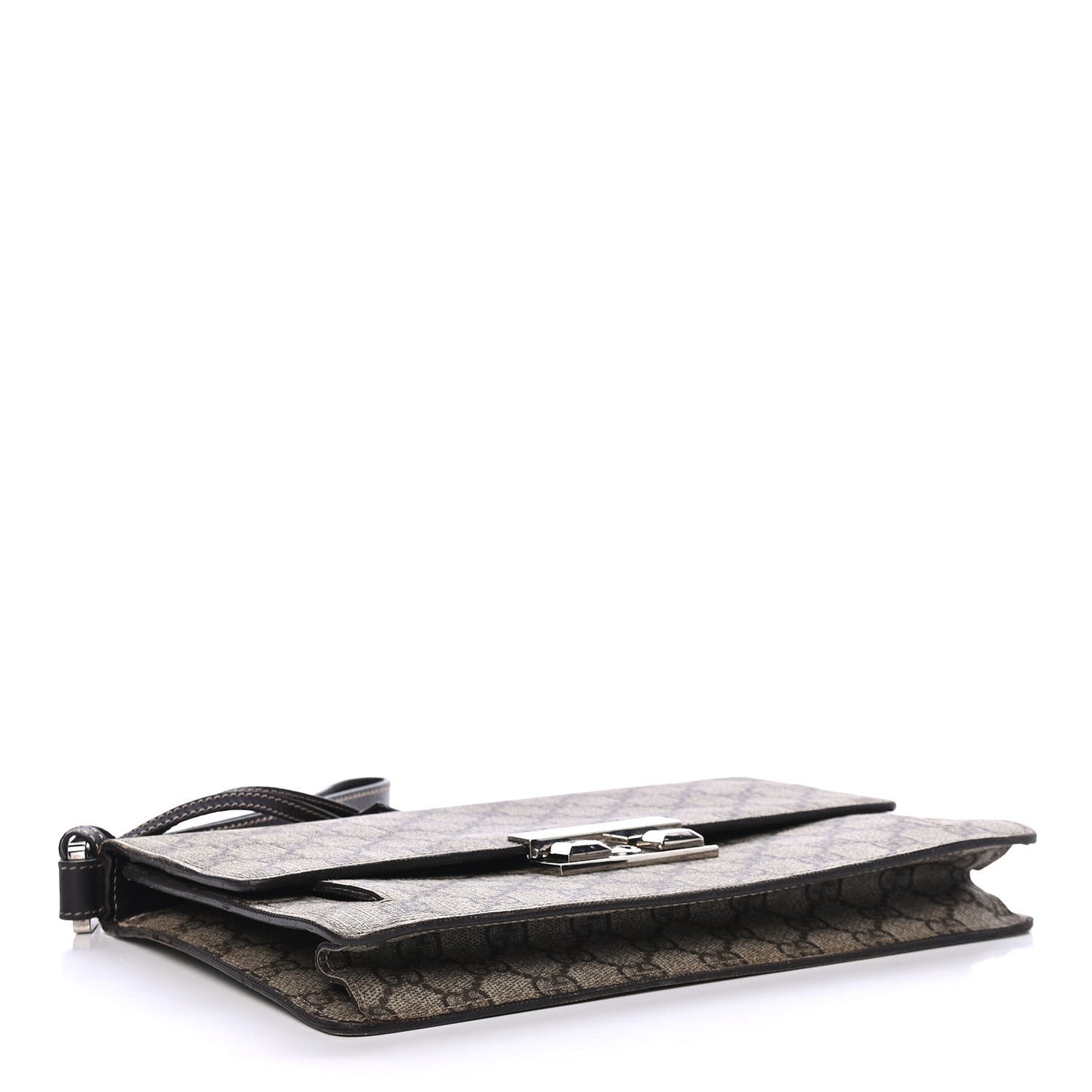 GG Plus Monogram Flap Clutch Dark Brown