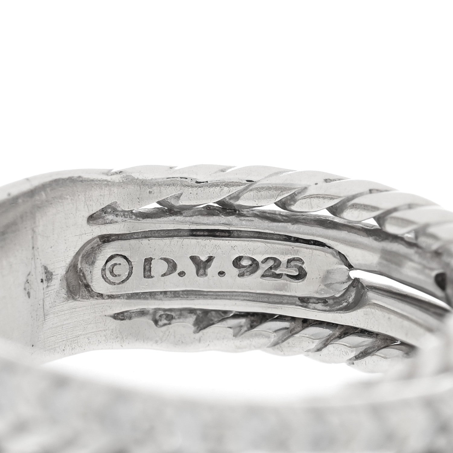 David Yurman Sterling Silver Diamond 6.8mm Crossover Ring 49 4.75 4 of 4