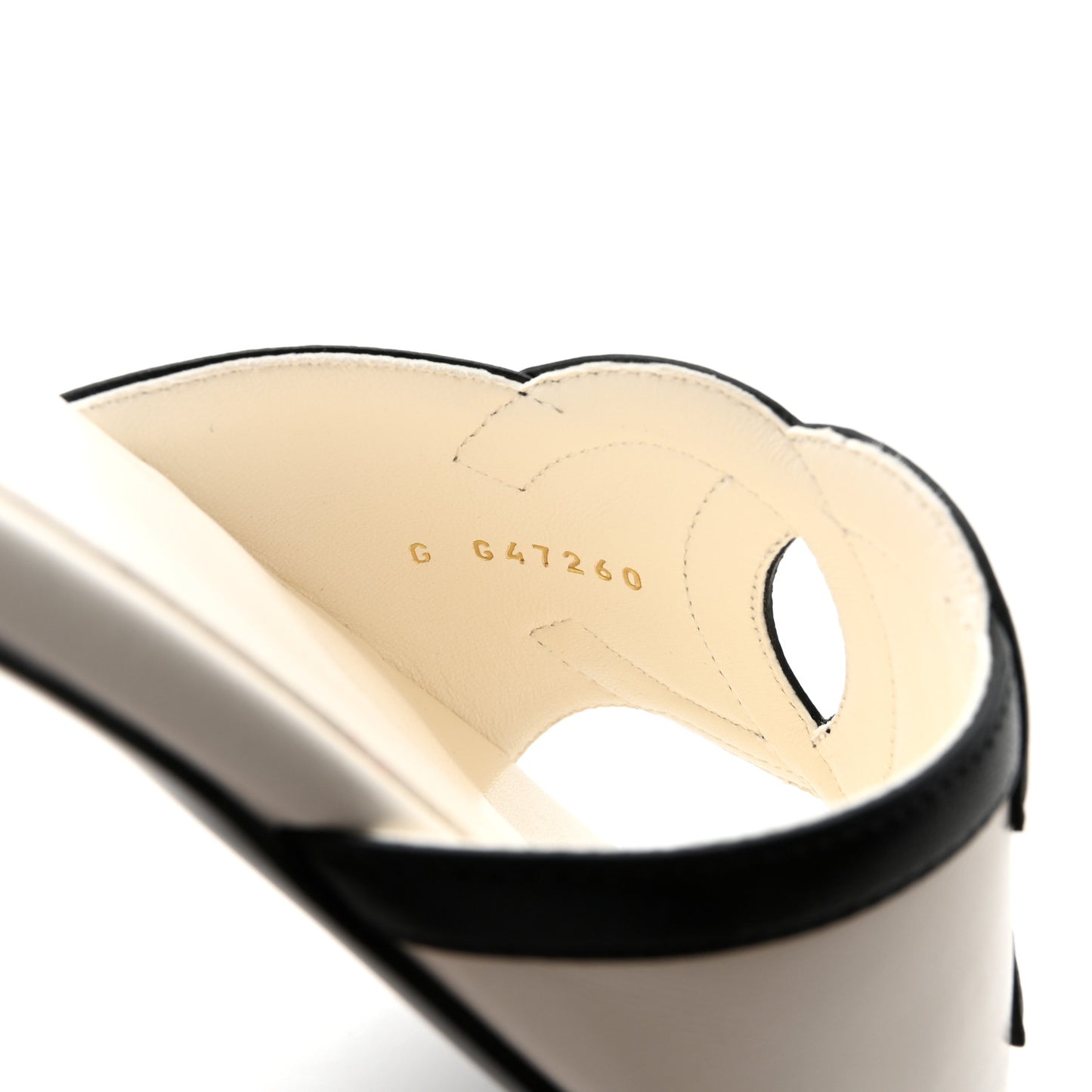 Lambskin CC Cutout Mules 37 Ivory Black