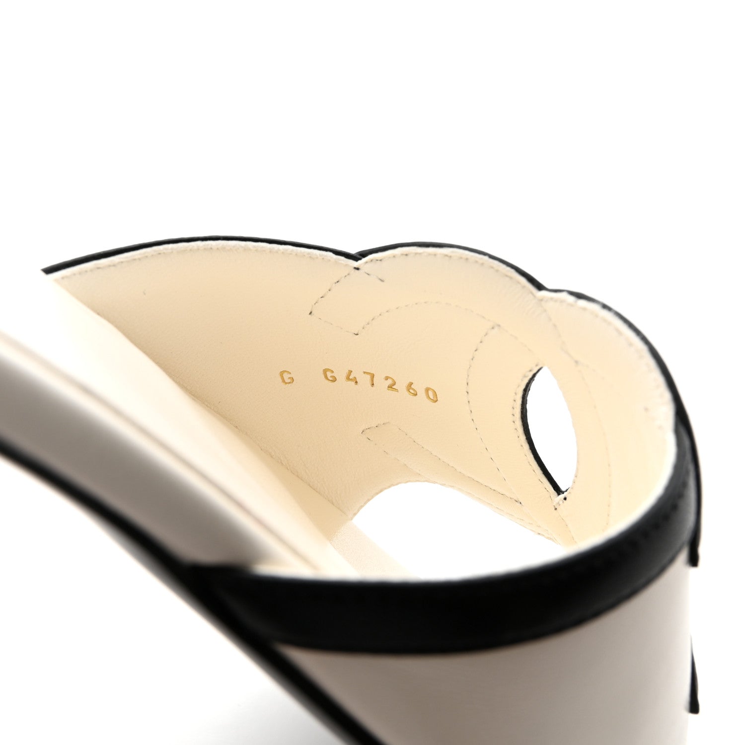 Chanel Lambskin CC Cutout Mules 37 Ivory Black 9 of 10