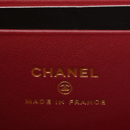 Chanel Caviar Chevron Quilted Top Handle Slim Vanity With Chain Black Burgundy 6 of 11