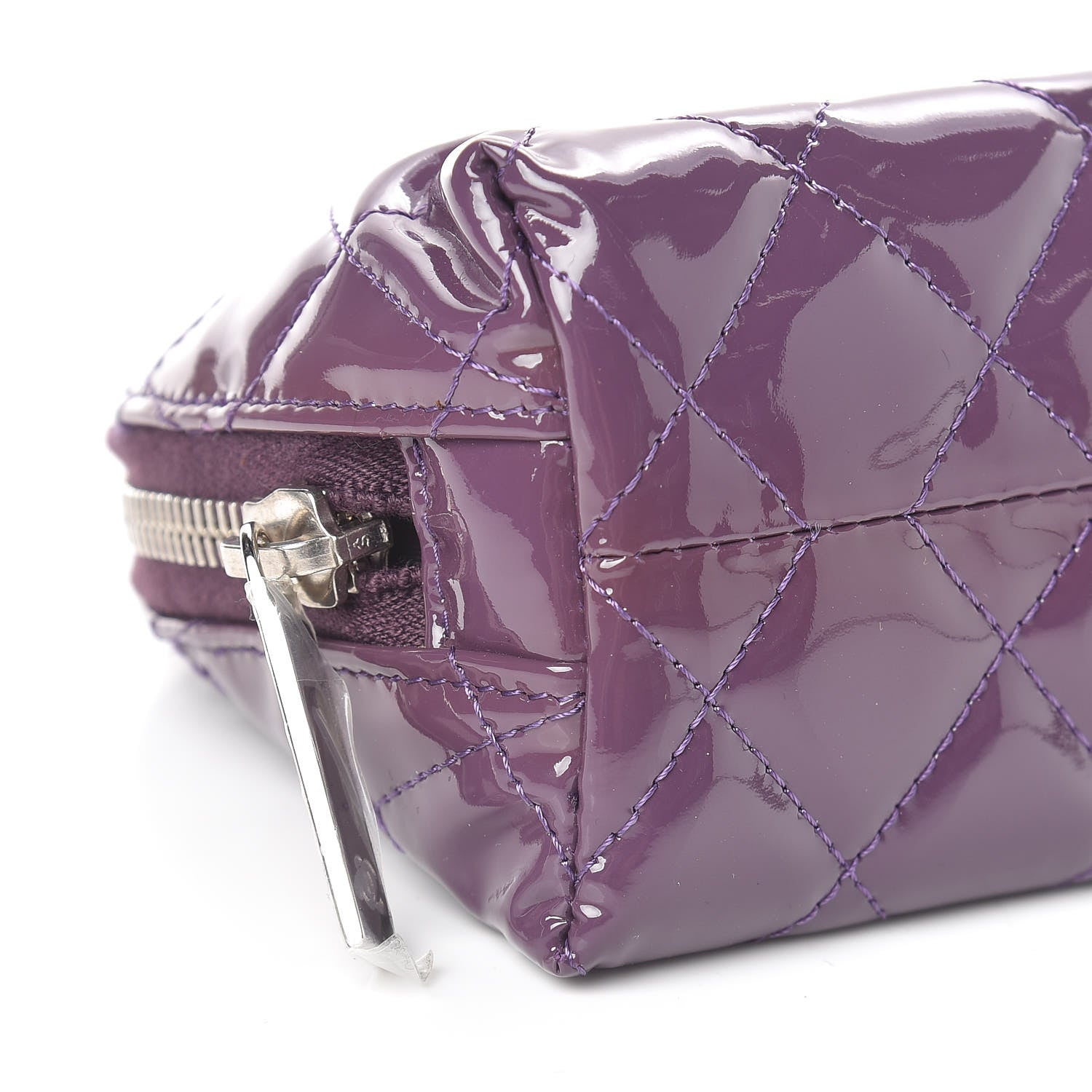 Chanel Patent Quilted Brilliant Cosmetic Case Violet 8 of 10