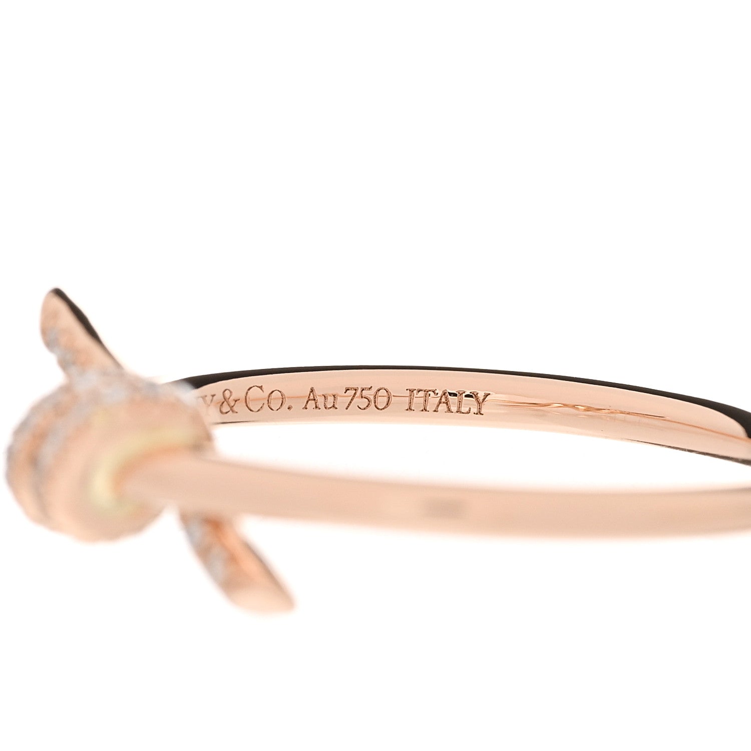 Tiffany 18K Rose Gold Diamond Small Knot Ring 55 7.25 5 of 6