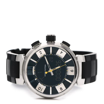 Louis Vuitton Stainless Steel Rubber 41mm Tambour GMT Automatic Watch Black 2 of 5
