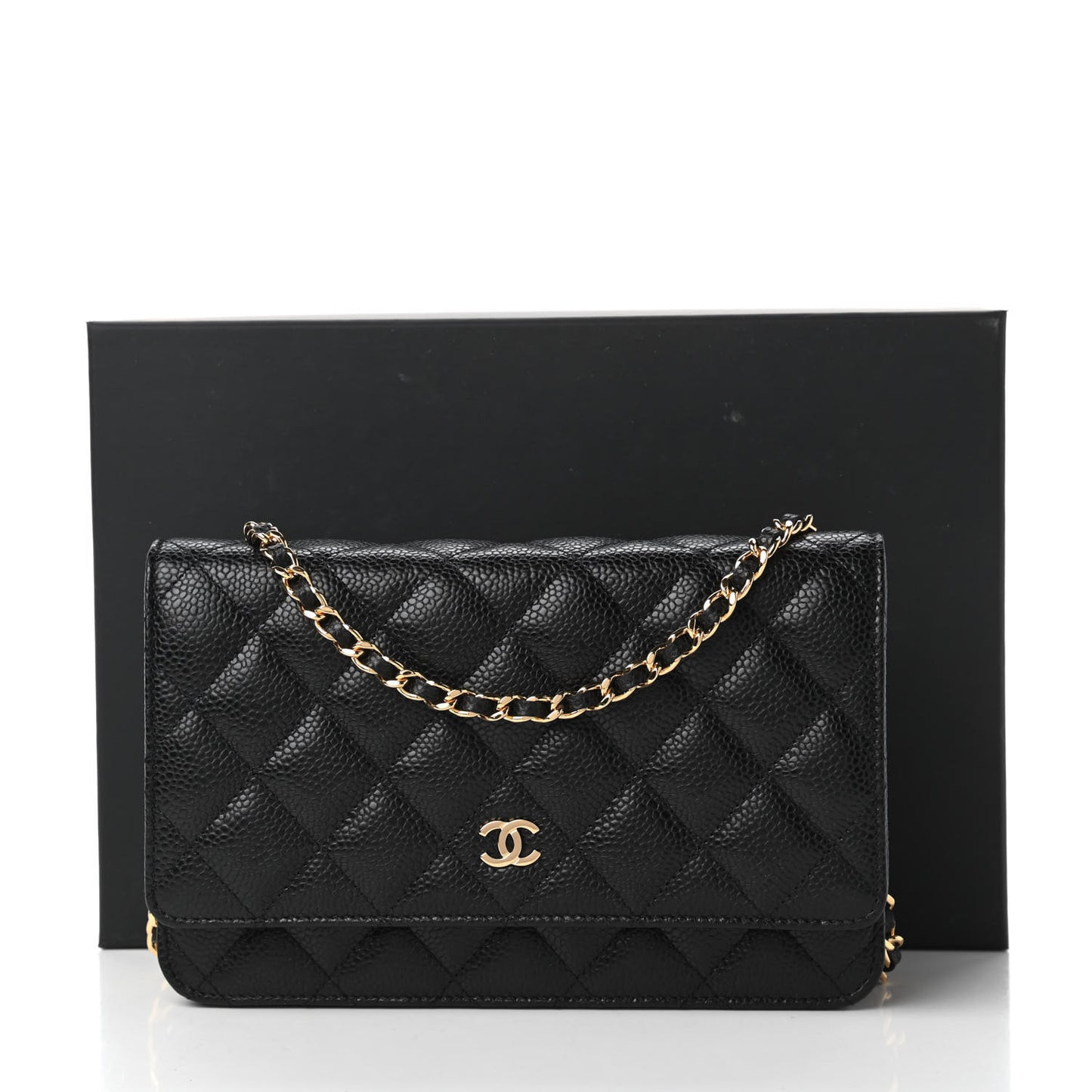 Caviar Quilted Wallet On Chain WOC Black