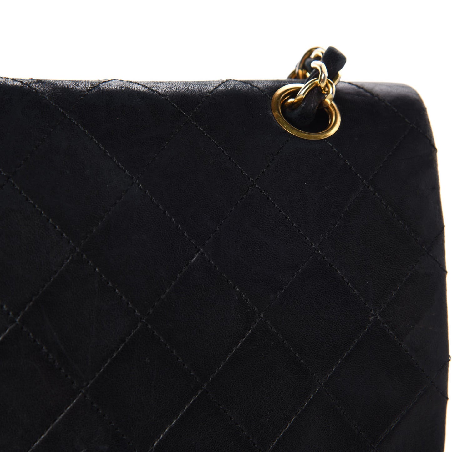 Lambskin Quilted Medium Double Flap Black