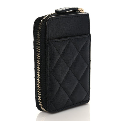 Chanel Caviar Quilted Studded CC Zip Card Holder Black 3 of 9