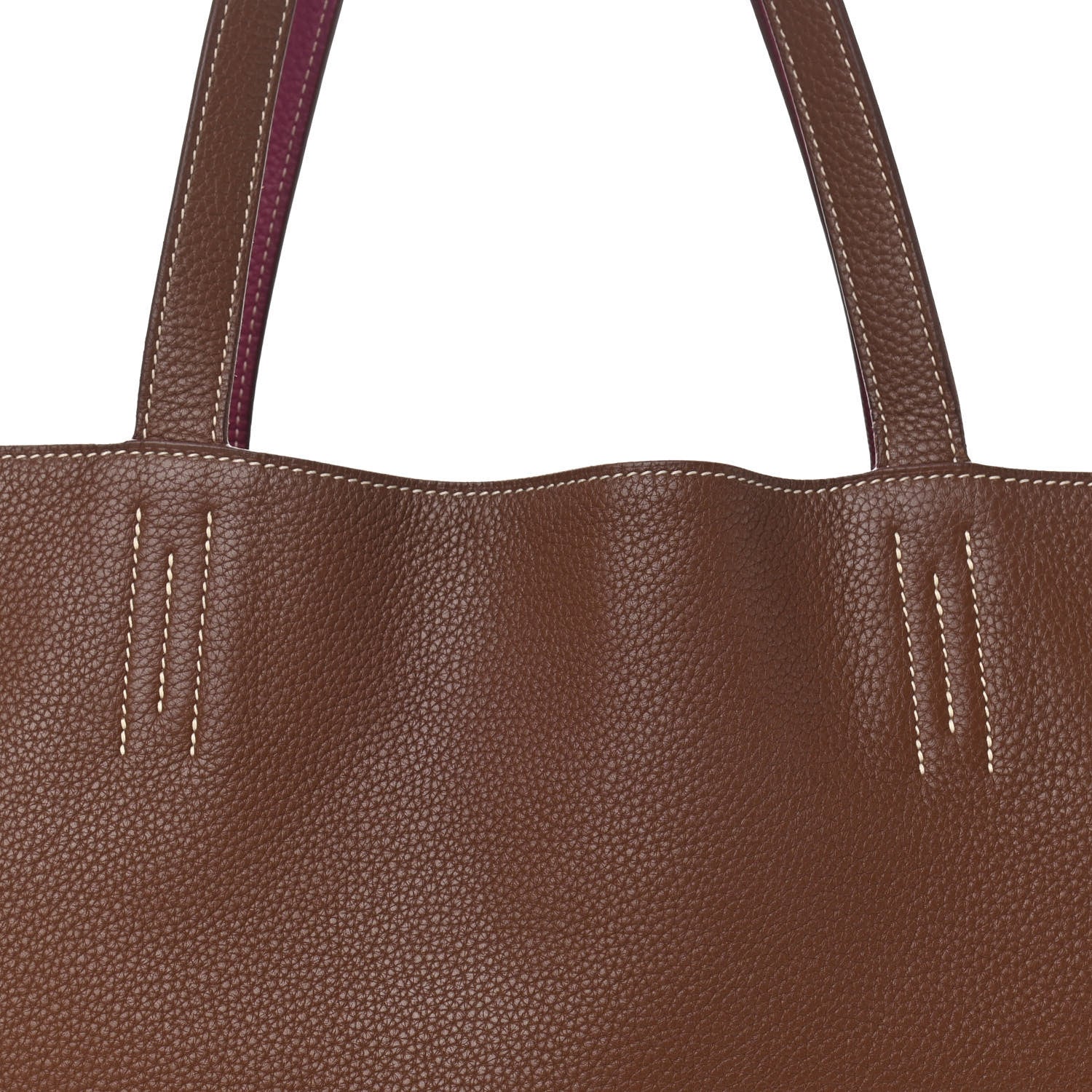 Hermes Taurillon Clemence Double Sens 45 Reversible Tote Marron D'Inde Tosca 11 of 15
