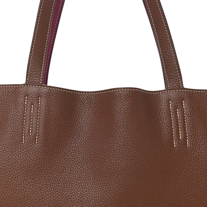 Hermes Taurillon Clemence Double Sens 45 Reversible Tote Marron D'Inde Tosca 11 of 15